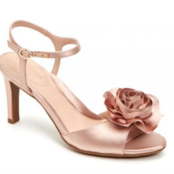Taryn Rose Shoes - Jacklyn Crystal Satin Dress Sandals Blush Pink Nude Slingbacks with 3D Flowers